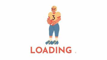 Animated rugby player loader. American football quarterback with helmet throwing. Flash message 4K video footage. Isolated color loading animation with alpha channel transparency for UI, UX web design