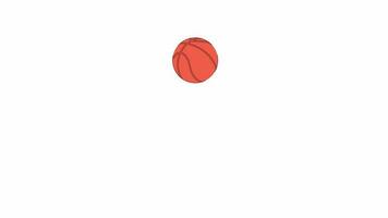 Bouncing basketball animation. Flat cartoon style icon 4K video footage for web design. Ball dribble isolated colorful animated object on white background with alpha channel transparency