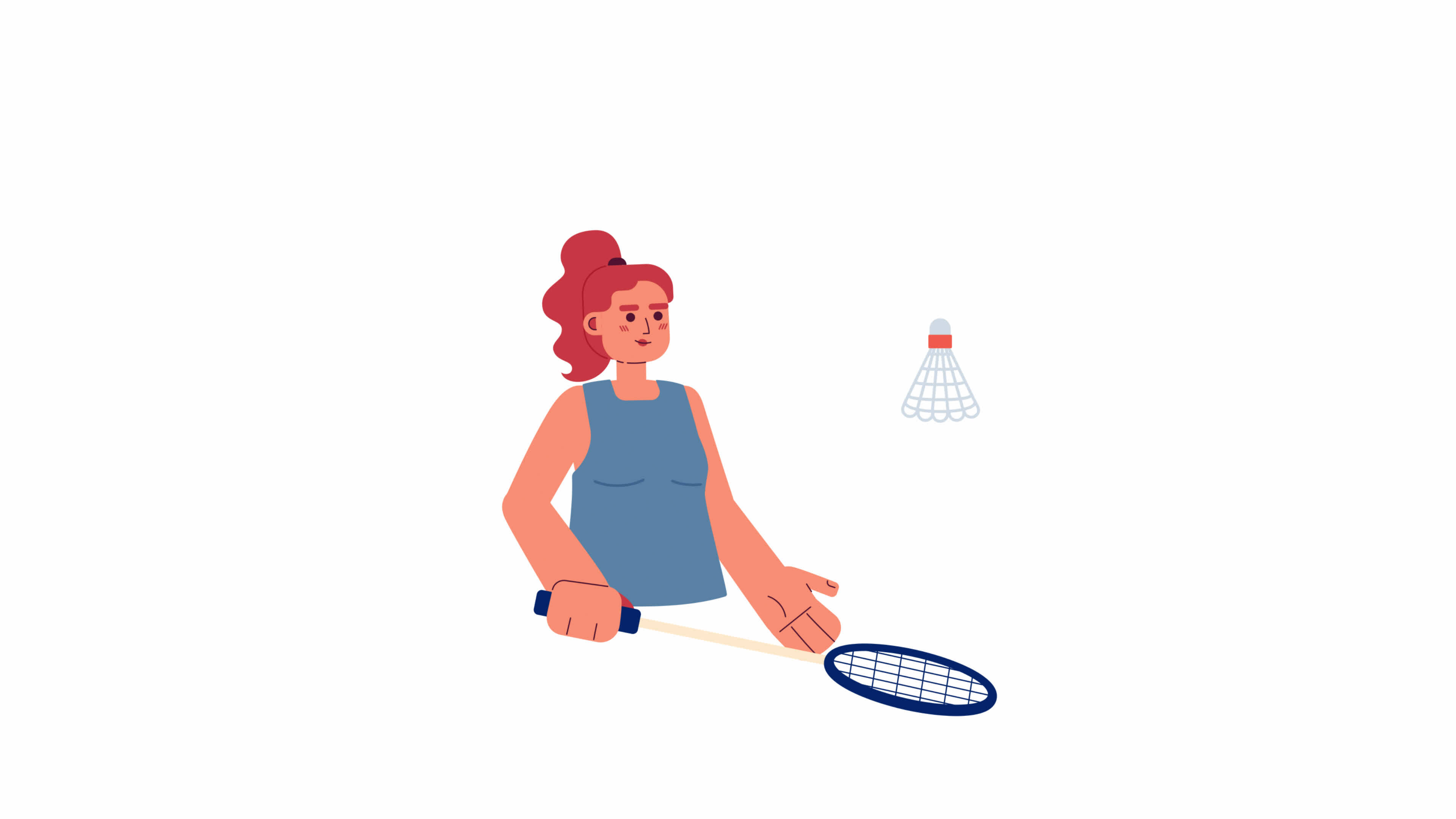 Animated sport woman with racquet