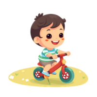 ragazzo equitazione bicicletta cartone animato clipart ai generato png