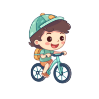 chico montando bicicleta dibujos animados clipart ai generado png