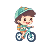 jongen rijden fiets tekenfilm clip art ai gegenereerd png