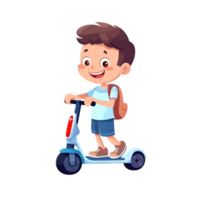 garçon équitation scooter dessin animé clipart ai généré png