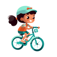 fille équitation vélo dessin animé clipart ai généré png