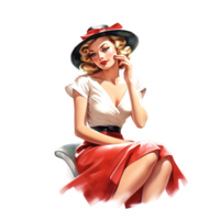 Vintage Fashion Illustration Model Watercolor Clipart png