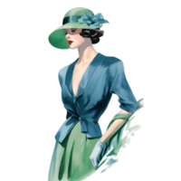 ancien mode illustration modèle aquarelle ai généré clipart png