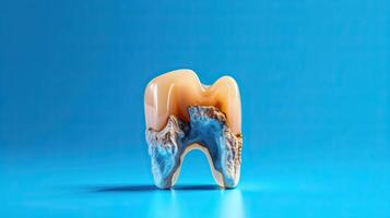 model of a tooth with caries. photo