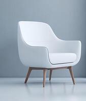 soft white chair on gray background. Generative AI photo