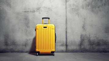 Yellow baggage suitcase. Generative AI photo