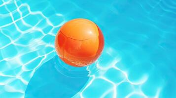 vistoso inflable pelota flotante en nadando piscina. generativo ai foto
