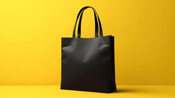 Mock up of a black shopping bag. photo