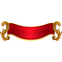 Red Gold Banner Ribbon Clipart AI Generated png