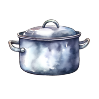 roestvrij staal pot waterverf clip art ai gegenereerd png