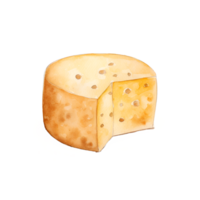 queso rueda cuña acuarela clipart ai generado png