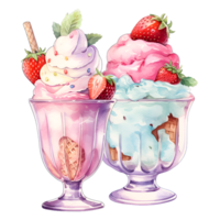 Ice Cream Sundae Watercolor Clipart png