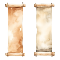 Blank Parchment Paper Scrolls Watercolor Clipart png