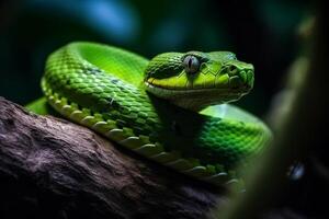 serpiente en un árbol ai generativo foto