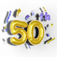 50 ° anniversario con 3d d'oro Palloncino grappoli png