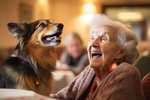 perro en real vida, contento momento con mascota ai generativo foto