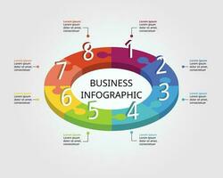 Jigsaw template with number for infographic for presentation for 8 element vector