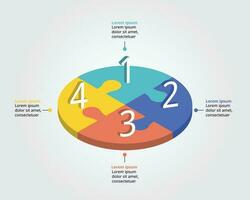 Jigsaw template with number for infographic for presentation for 4 element vector