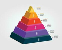 pirámide gráfico modelo para infografía para presentación para 6 6 elemento vector