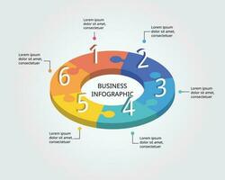 Jigsaw template with number for infographic for presentation for 6 element vector