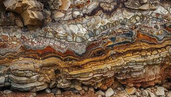 Abstract agate pattern on smooth stone, a geology gemstone beauty generated by AI photo