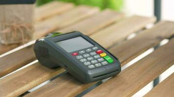 Contactless payment with smartphone. Wireless payment concept video