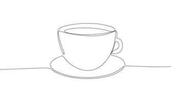 taza de té. uno línea continuo taza de Café exprés aislado en blanco antecedentes. línea Arte contorno vector ilustración.