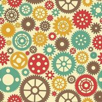 Gears seamless pattern. Machine pattern background. Gears in steampunk style. Color vintage steampunk gears background. Vector illustration.