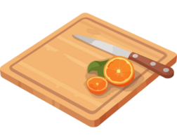 orange and knife on cutting board icon isolated png