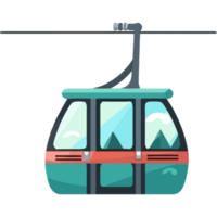 Riding a cableway in a snowy mountain icon isolated png