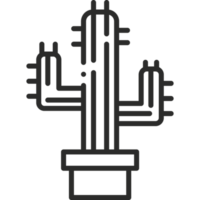 potted cactus line isolated icon design png