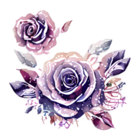 Watercolor vintage rose floral png