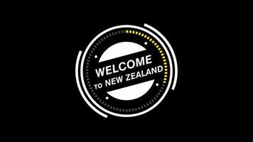 Welcome to New zealand animation. HUD circle, technology futuristic simple view, transparent background, Alpha channel For any video channel