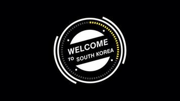 Welcome to South korea animation. HUD circle, technology futuristic simple view, transparent background, Alpha channel For any video channel