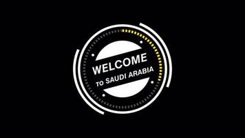 animación Bienvenido a saudi arabia hud círculo, tecnología futurista sencillo vista, transparente fondo, alfa canal para ninguna vídeo canal video