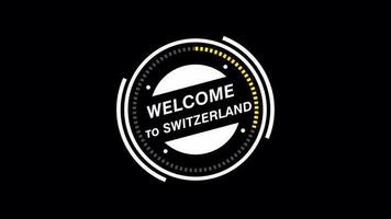 Welcome to Switzerland animation. HUD circle, technology futuristic simple view, transparent background, Alpha channel For any video channel