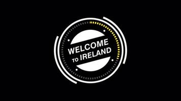 Welcome to Ireland circle HUD animation, tech futuristic simple look, transparent background, Alpha channel For any video channel