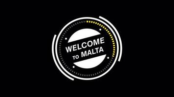 Welcome to Malta animation. HUD circle, technology futuristic simple view, transparent background, Alpha channel For any video channel
