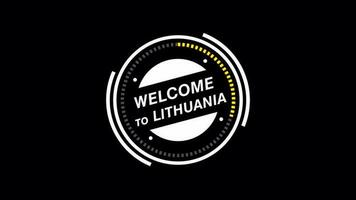 Welcome to Lithuania animation. HUD circle, technology futuristic simple view, transparent background, Alpha channel For any video channel