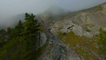 FPV maneuverable flight near the lake Oeschinensee in Swiss Alps, Switzerland. video