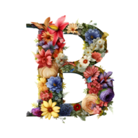 fleur lettre b fabriqué de coloré fleur, génératif ai généré png
