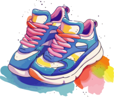 Colorful Hand Drawn Sneaker Art in Watercolor png