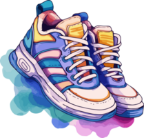 Abstract Watercolor Sneaker Art, Vibrant Colors and Dynamic Splashes png