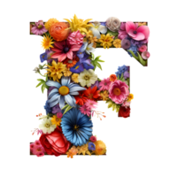 alphabet F made of flowers, Set of flower flora font, generated png