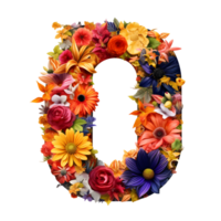alphabet O made of flowers, Set of flower flora font, generated png