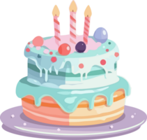 Festive Pastel Desserts Cake with Candle for Birthday Element png