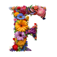 floral alfabeto, carta f, floral tipografia, generativo ai gerado png